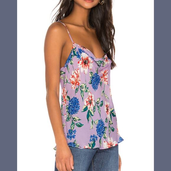 Parker Silk Summer Floral Top in Lais Fleur Lavender Small - Picture 2 of 6